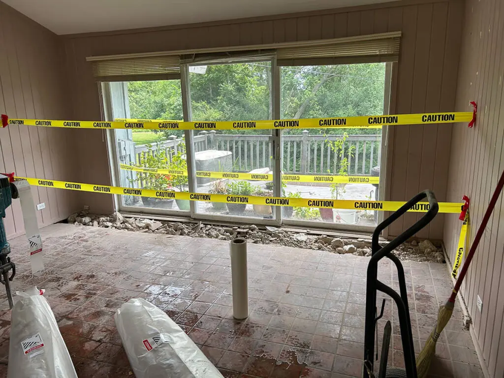 Asbestos removal from a home.